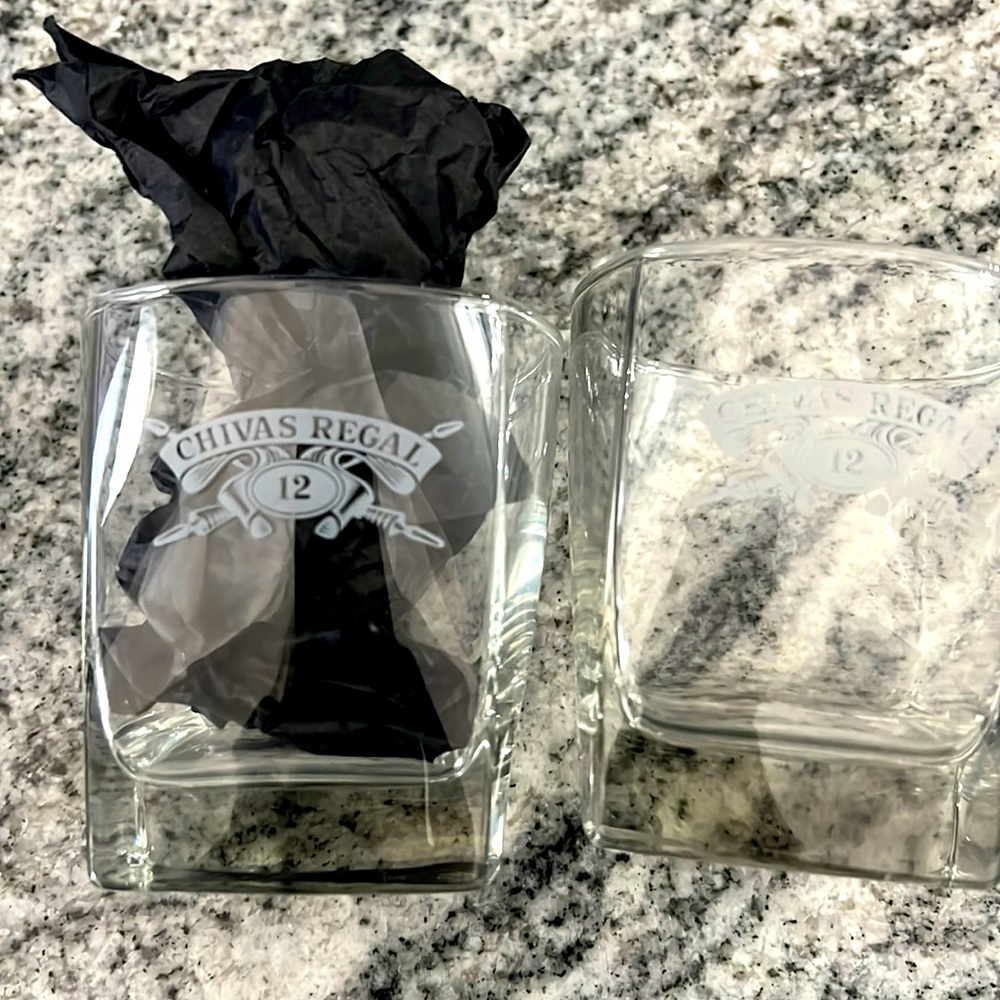 Chivas Regal vintage bar glass set of 2